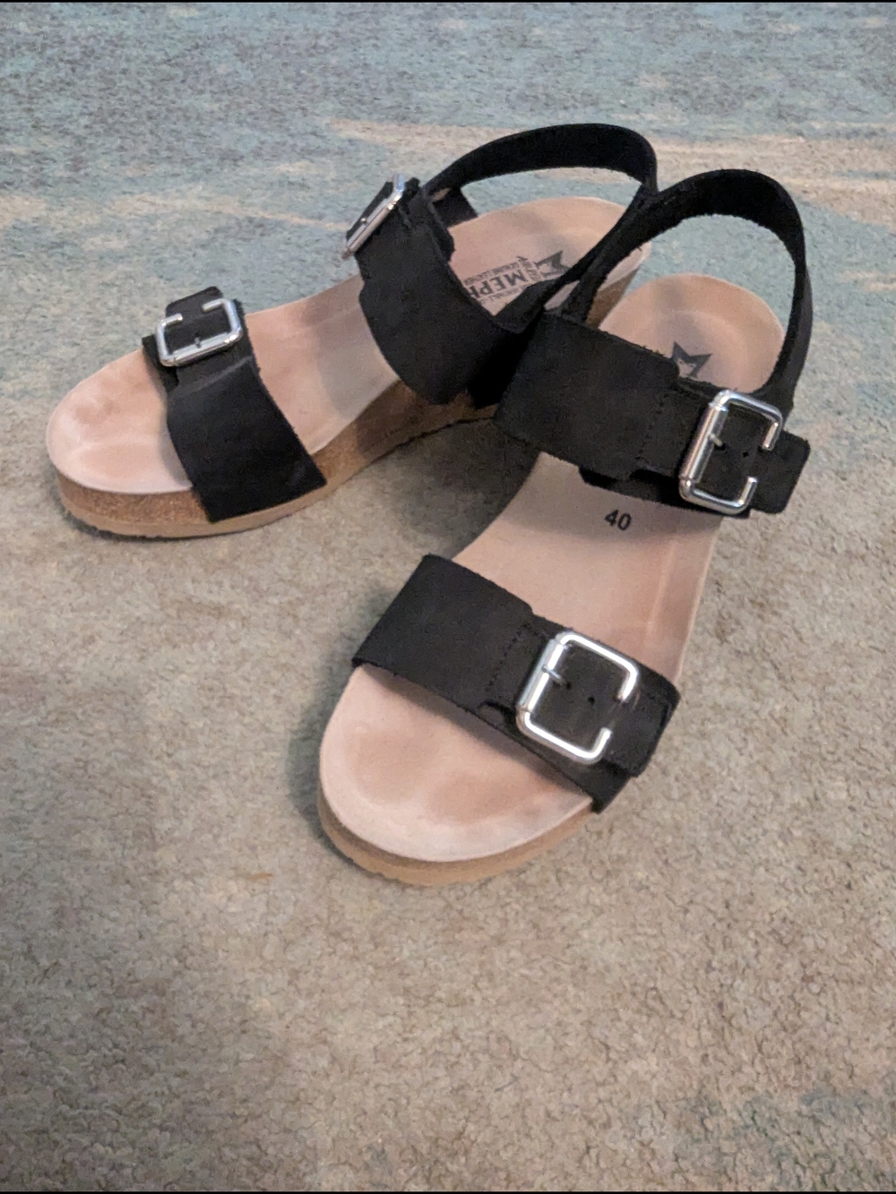 Mephisto Lissandra Black Buckle Wedge Sandals